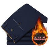 2020 Winter Men Warm Casual Pants Business Fashion Knitting Elasticity Slim Thick Trousers Male Brand Clothes