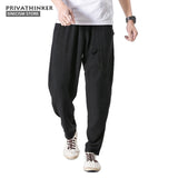 MrGoldenBowl Store Size Plus 5XL Cotton Linen Harem Pants Men Belt Jogger Pants Male Trousers Chinese Traditional Cloths