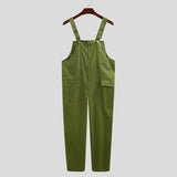 Fashion Men Cargo Overalls Loose Streetwear Pockets Solid Color Chic Suspenders Rompers Cotton Men Bib Pants Jumpsuits INCERUN 7