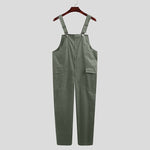 Fashion Men Cargo Overalls Loose Streetwear Pockets Solid Color Chic Suspenders Rompers Cotton Men Bib Pants Jumpsuits INCERUN 7