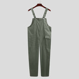 Fashion Men Cargo Overalls Loose Streetwear Pockets Solid Color Chic Suspenders Rompers Cotton Men Bib Pants Jumpsuits INCERUN 7